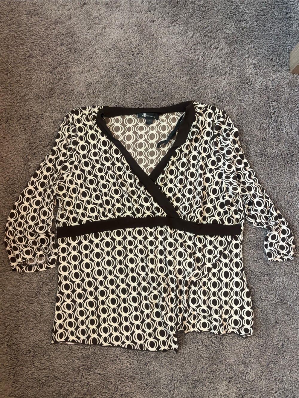 Black & White Geometric Wrap Top